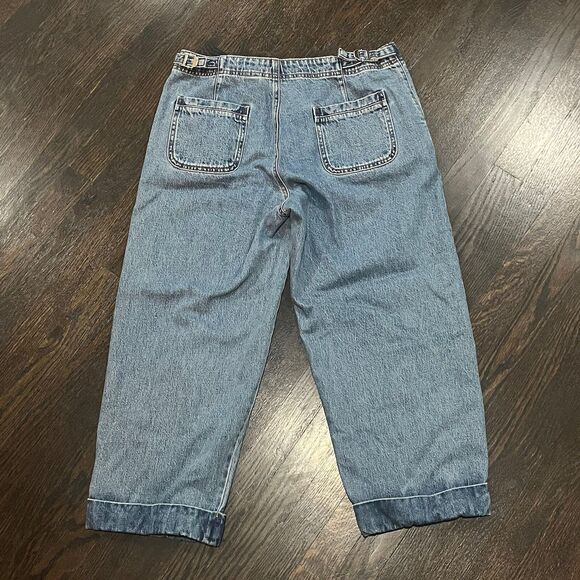 Levis Jeans Womens 12 Blue Buckle Back Cropped High Rise Denim 32x24 Y2K Batwing - Picture 2 of 9